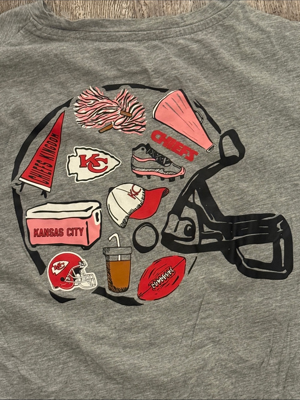 NFL Team Apparel Kansas City Chiefs Heather Grey Pocket T-Shirt Size Medium